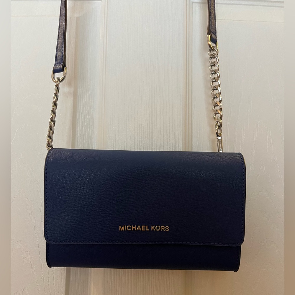 Michael Kors Cross Body Bag, blue, comes with removable card holder